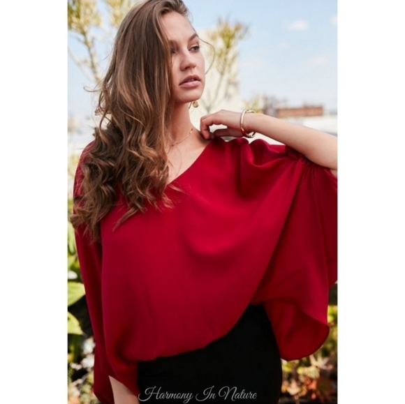 Burgundy Elastic waist blouse - Picture 2 of 6